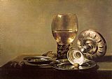 Unknown Still Life with Wine Glass and Silver Bowl painting